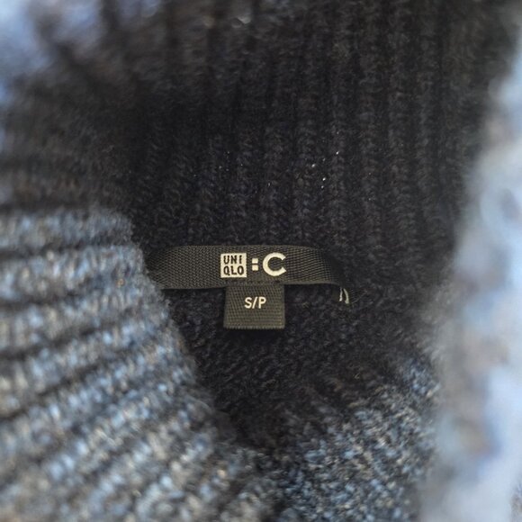 Uniqlo:C Sweater Women S Heathered Navy LS Cotton Wool Witchy Whimsigoth Slouchy - Picture 3 of 16